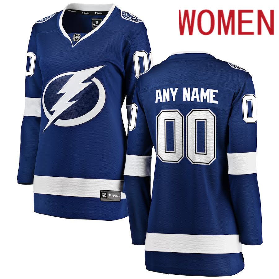 Women Tampa Bay Lightning Fanatics Branded Blue Home Breakaway Custom NHL Jersey